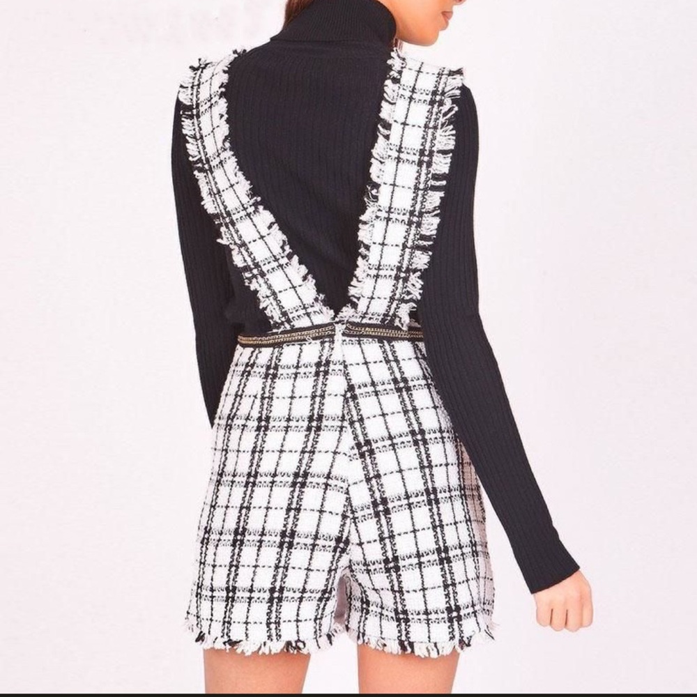 Glamaker Black and White Plaid Romper
